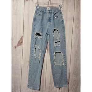 BDG Urban Outfitters High Rise Baggy Distressed Blue Denim Jeans Size 26‎